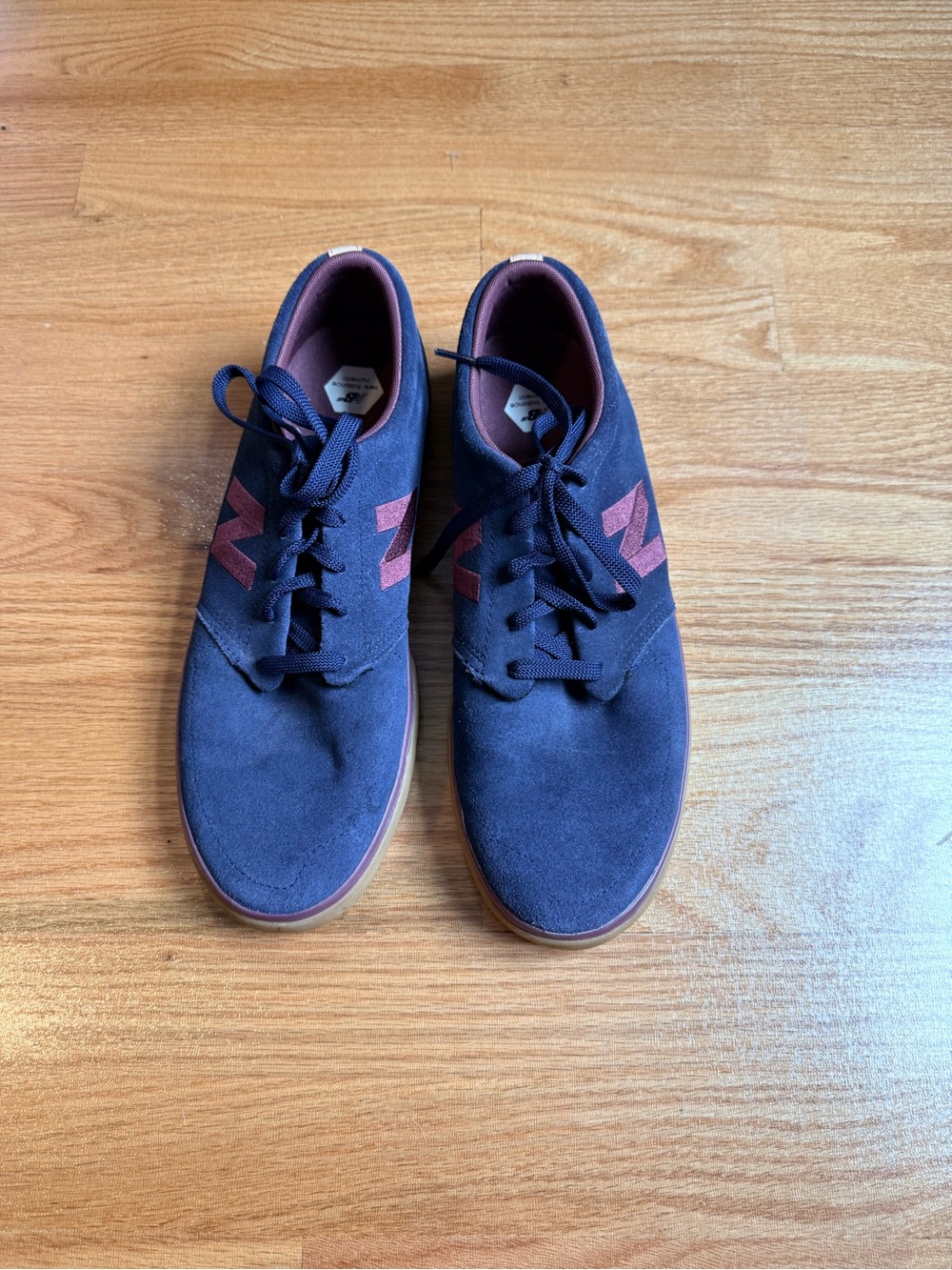 New Balance Men's Brighton 345 Navy Suede Sneakers with Maroon Accents